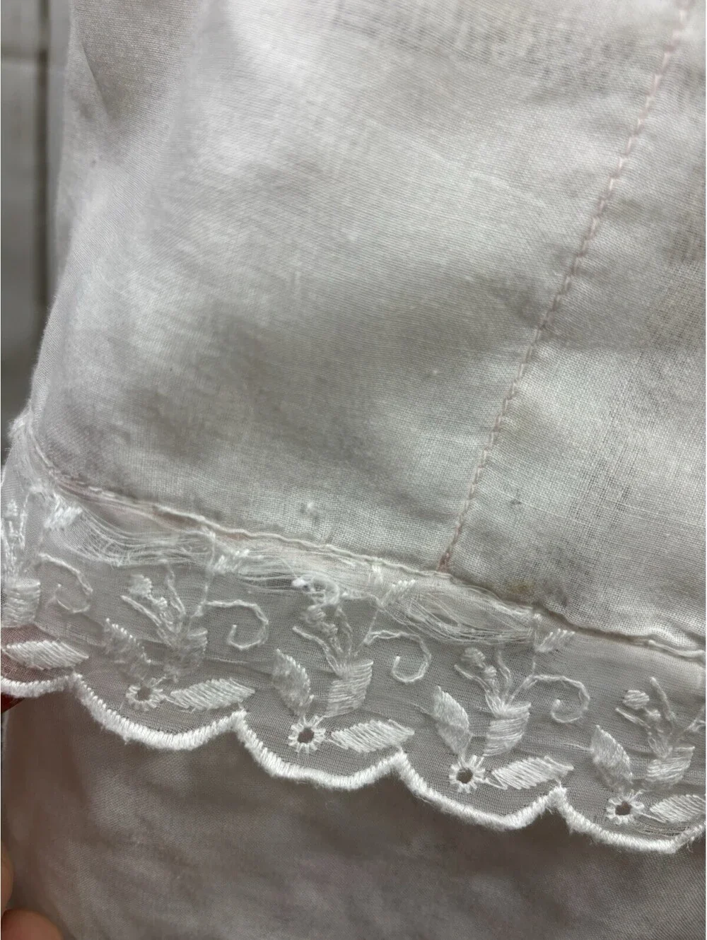 VTG Carmen Lee 1950s Semi-Sheer Hostess Half Apron Lace Trim 3 Pockets